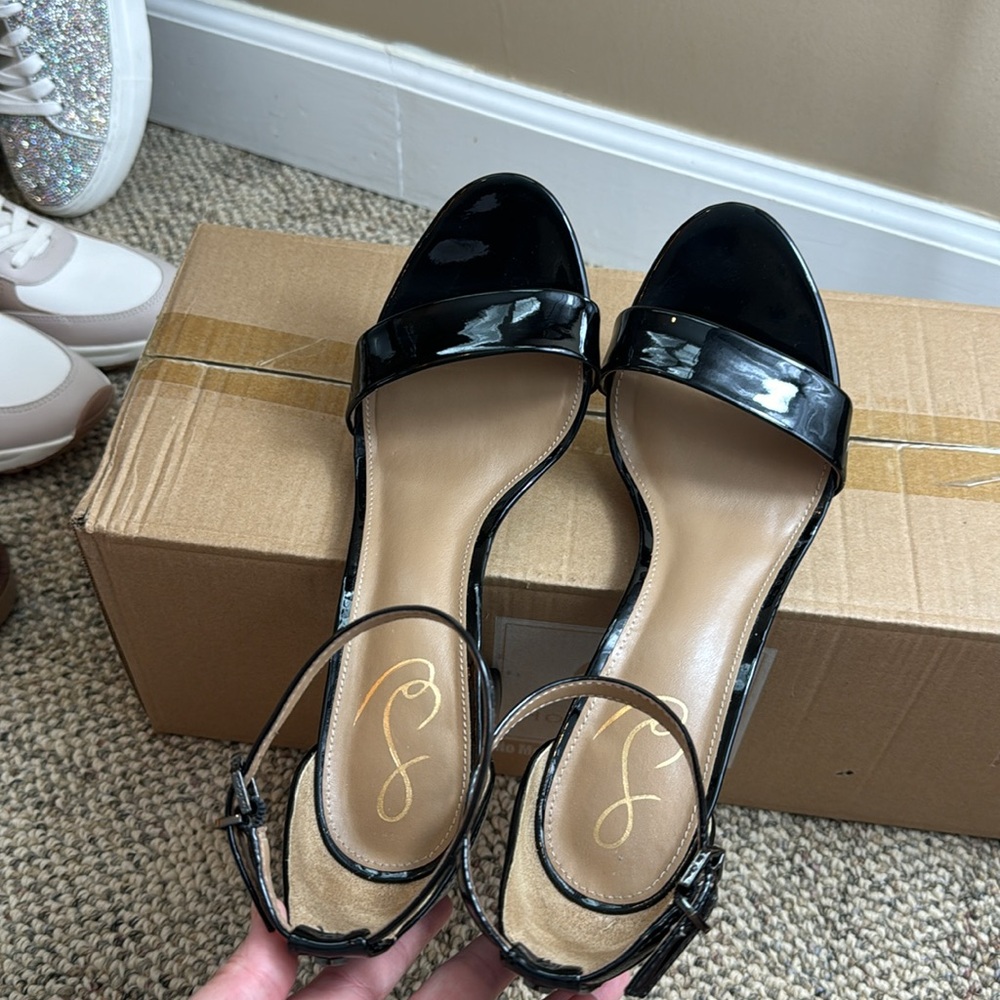 Sam Edelman 🖤 Yaro Ankle Strap Sandal • Black Patent • Size 10.5 • Worn Once • - Picture 12 of 17